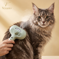 Vezano Stoom Verzorgingsborstel - Maine Coon kat wordt geborsteld, bedieningspaneel zichtbaar