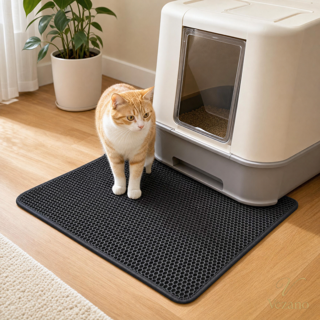 Vezano Anti-Strooimat in gebruik bij de kattenbak