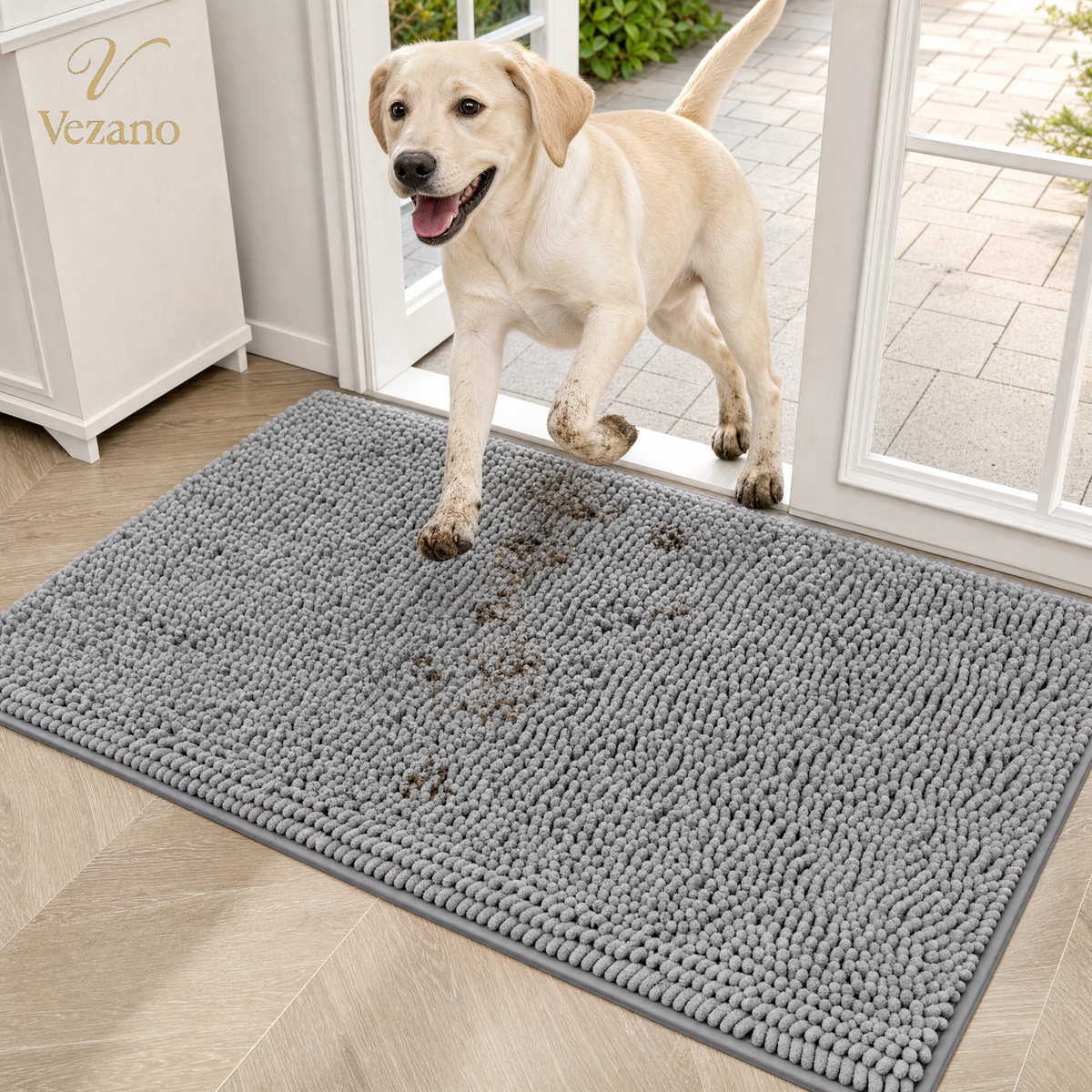 Vezano Moddermat (grijs) met hond en modderige pootjes