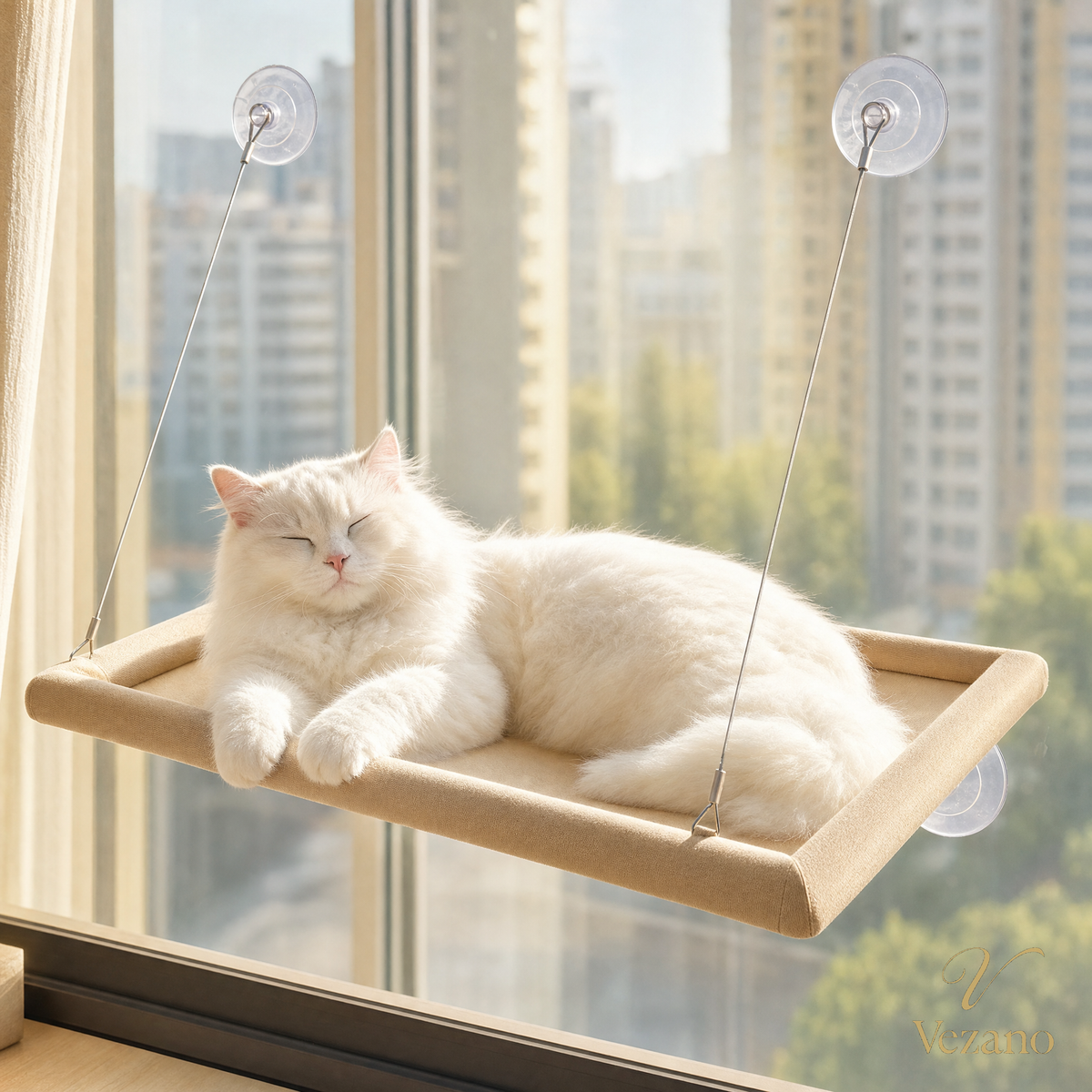Vezano Raamhangmat met kat in de zon