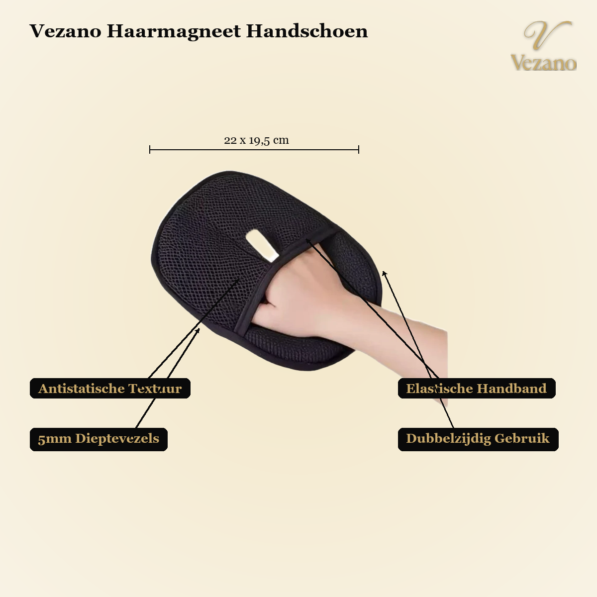 Vezano Haarmagneet Handschoen - kenmerken diagram