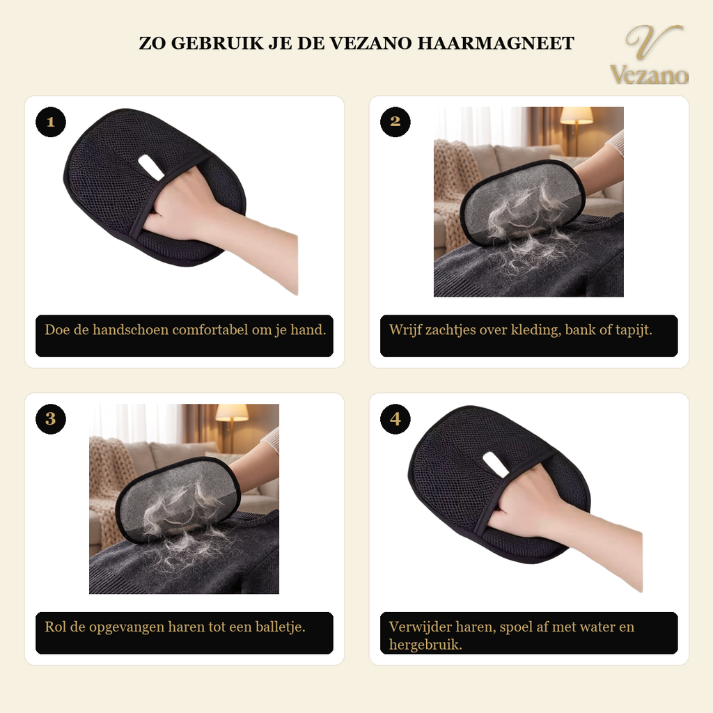 Zo gebruik je de Vezano Haarmagneet