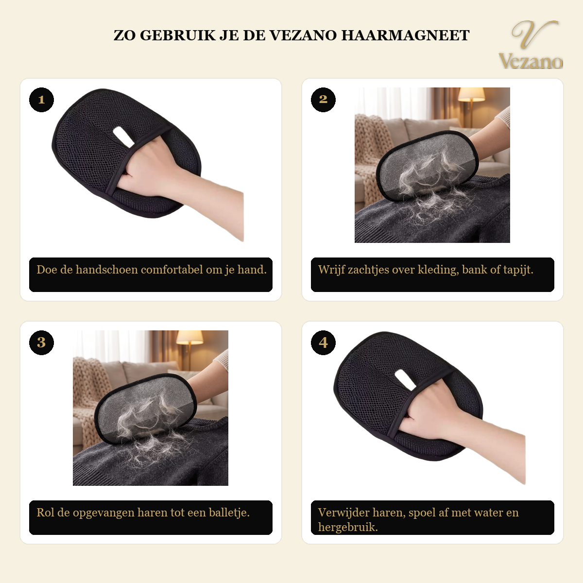 Zo gebruik je de Vezano Haarmagneet