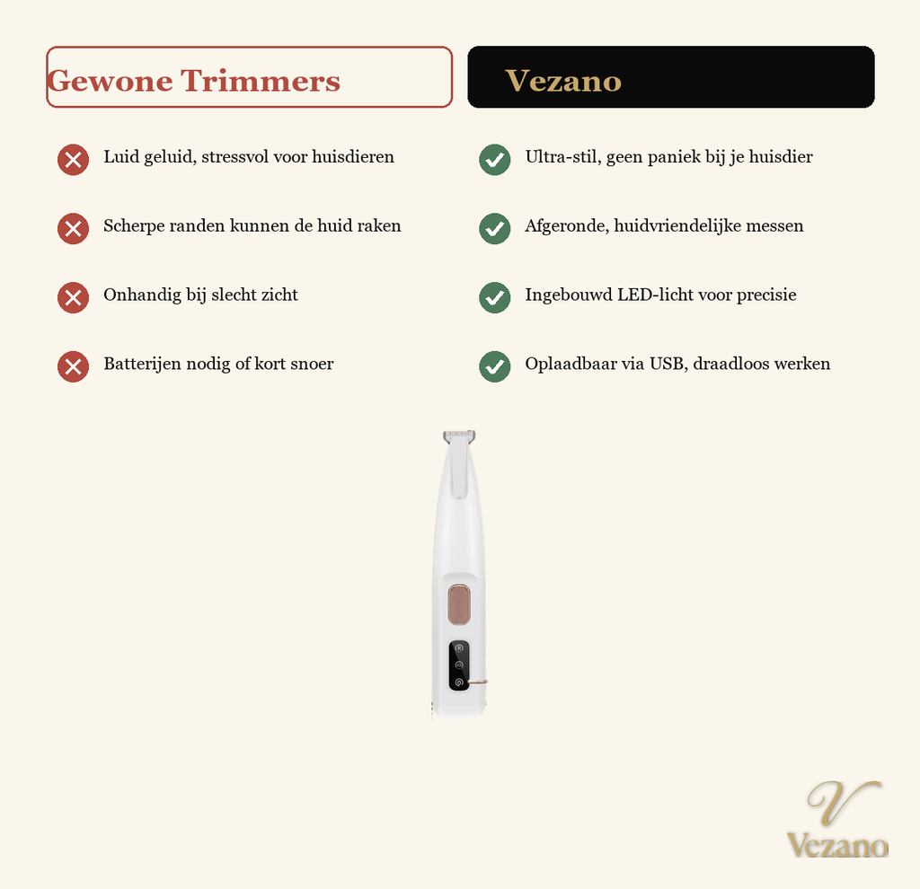 Vezano LED pootjes trimmer - vergelijking met gewone trimmers