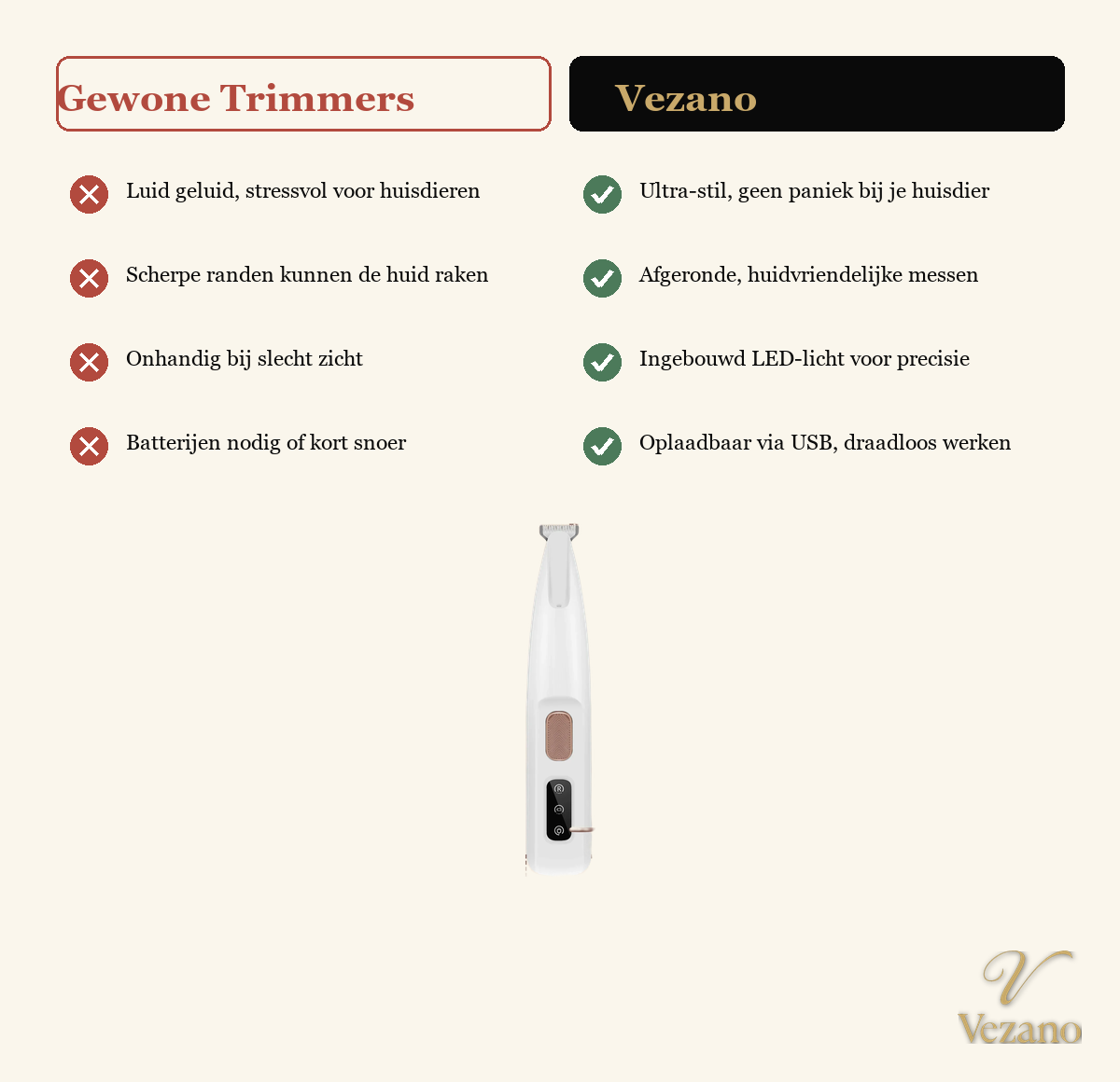 Vezano LED pootjes trimmer - vergelijking met gewone trimmers